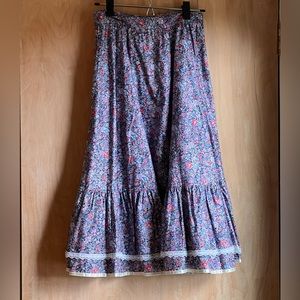 Vintage Girls Gunne Sax Boho Prairie Floral Skirt Lace Size 7